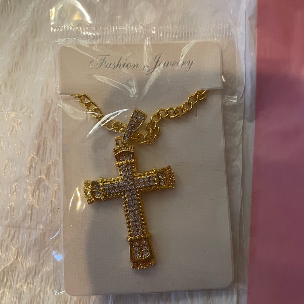 Elegant Gold and Silver Cross Necklace